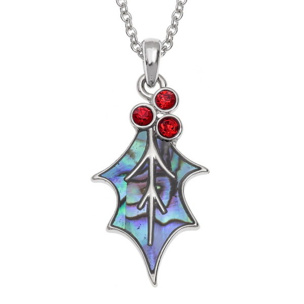 holly leaf red berries necklace