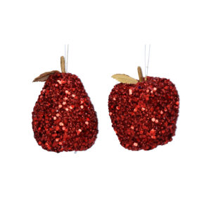 16041 red sequin apple pear decoration assorted