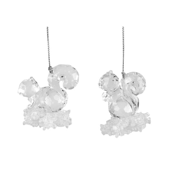 11550 clear squirrel on snowflake decoration small assorted