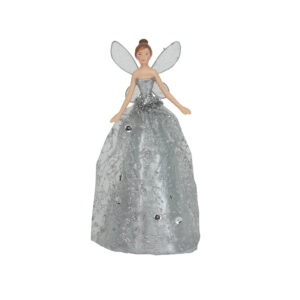 31841silver glitter fabric resin tree top fairy small