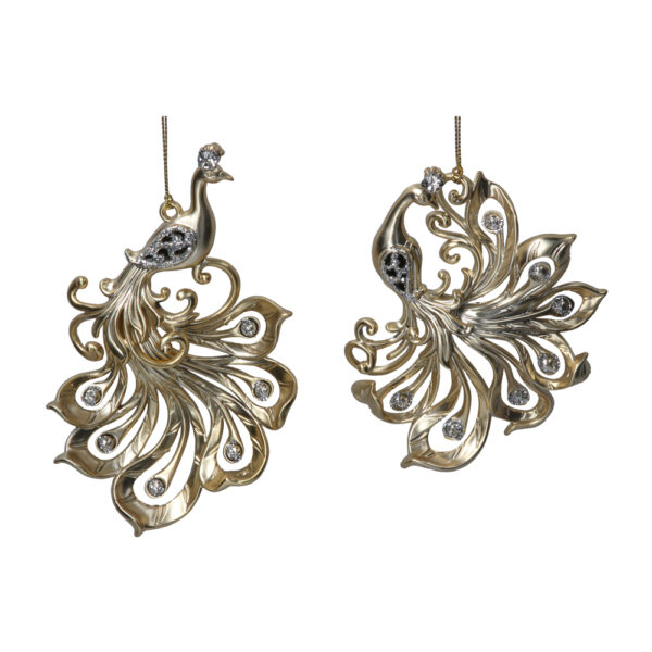 17153 gold filigree tail peacock decoration assorted