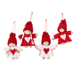 17632 red white min felt dress kids decoration 8cm assorted