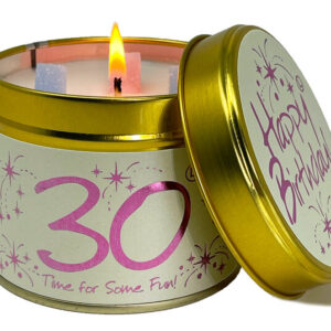 lily flame happy birthday 30th scented candle tin 1642692532Happy Birthday 30 Candle Tin 1 2022