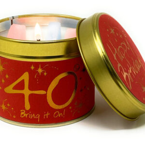 lily flame happy birthday 40th scented candle tin 1588275867Happy Birthday 40 Candle Tin 1